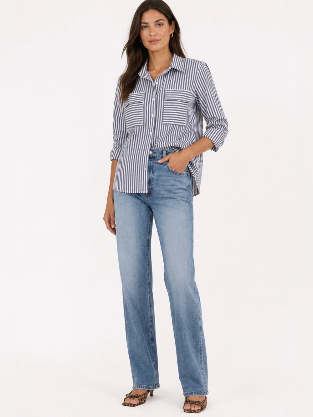 Kut from the Kloth Medium Blue High-Rise Straight Jeans